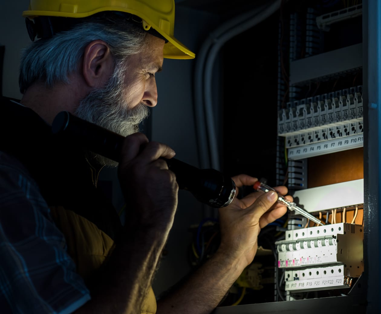 Male engineer completing on a work order