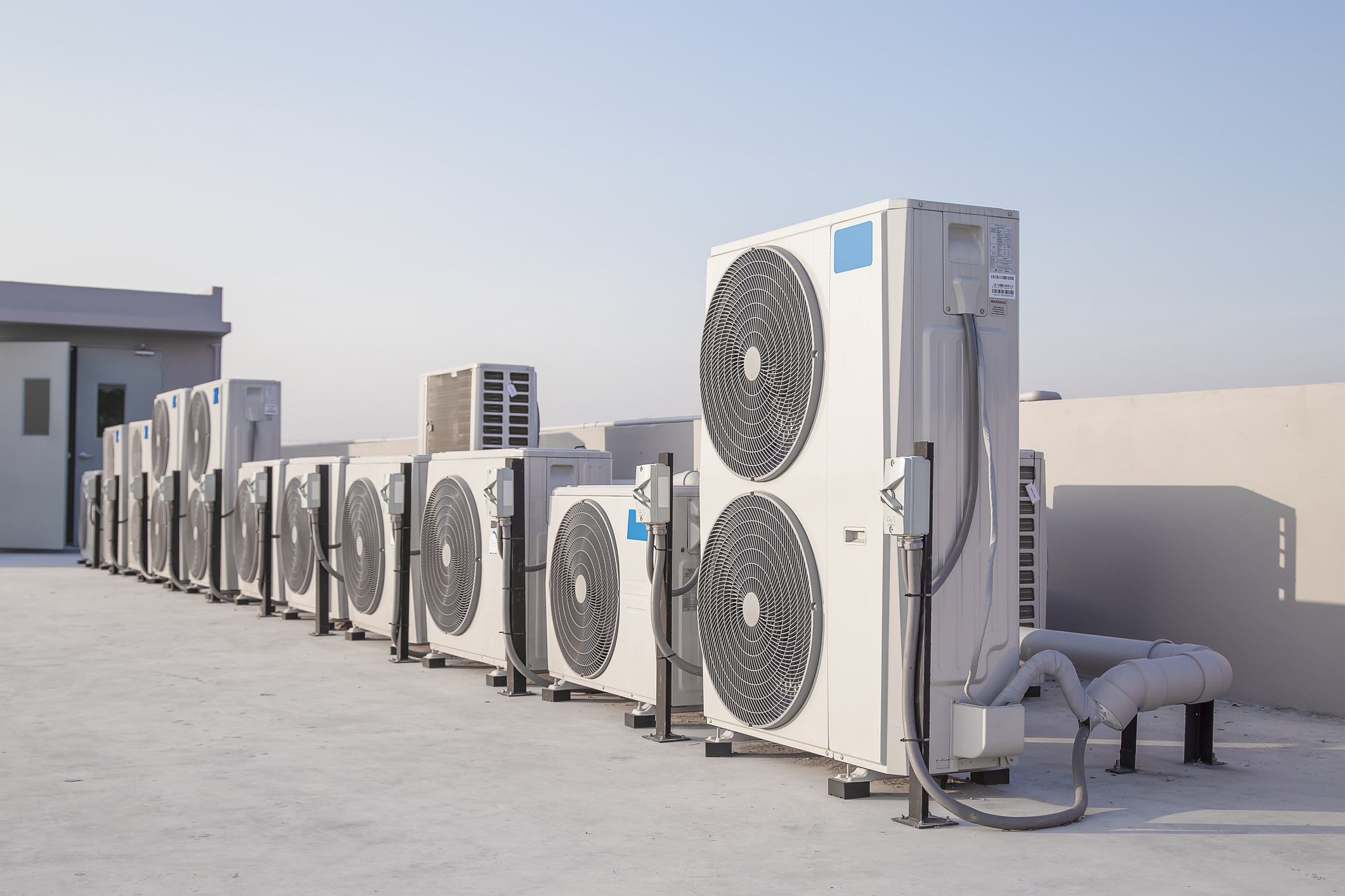 Air conditioning (HVAC) on the roof of an industrial building