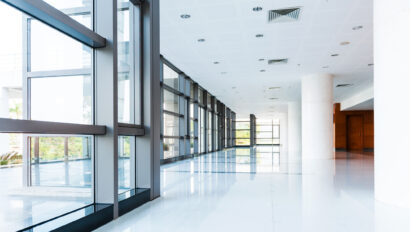 Empty corridor in the modern office building