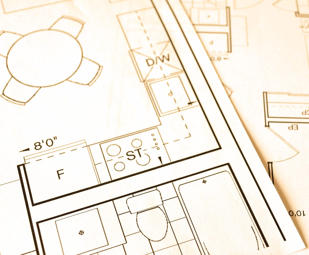 Printed floor plans on paper